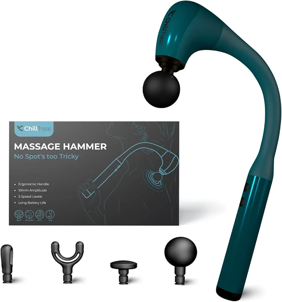 Massage Gun with Extension Handle Deep Tissue Massage Gun for Pain Relief, Muscle Massager for Back Neck Shoulders Waist Legs