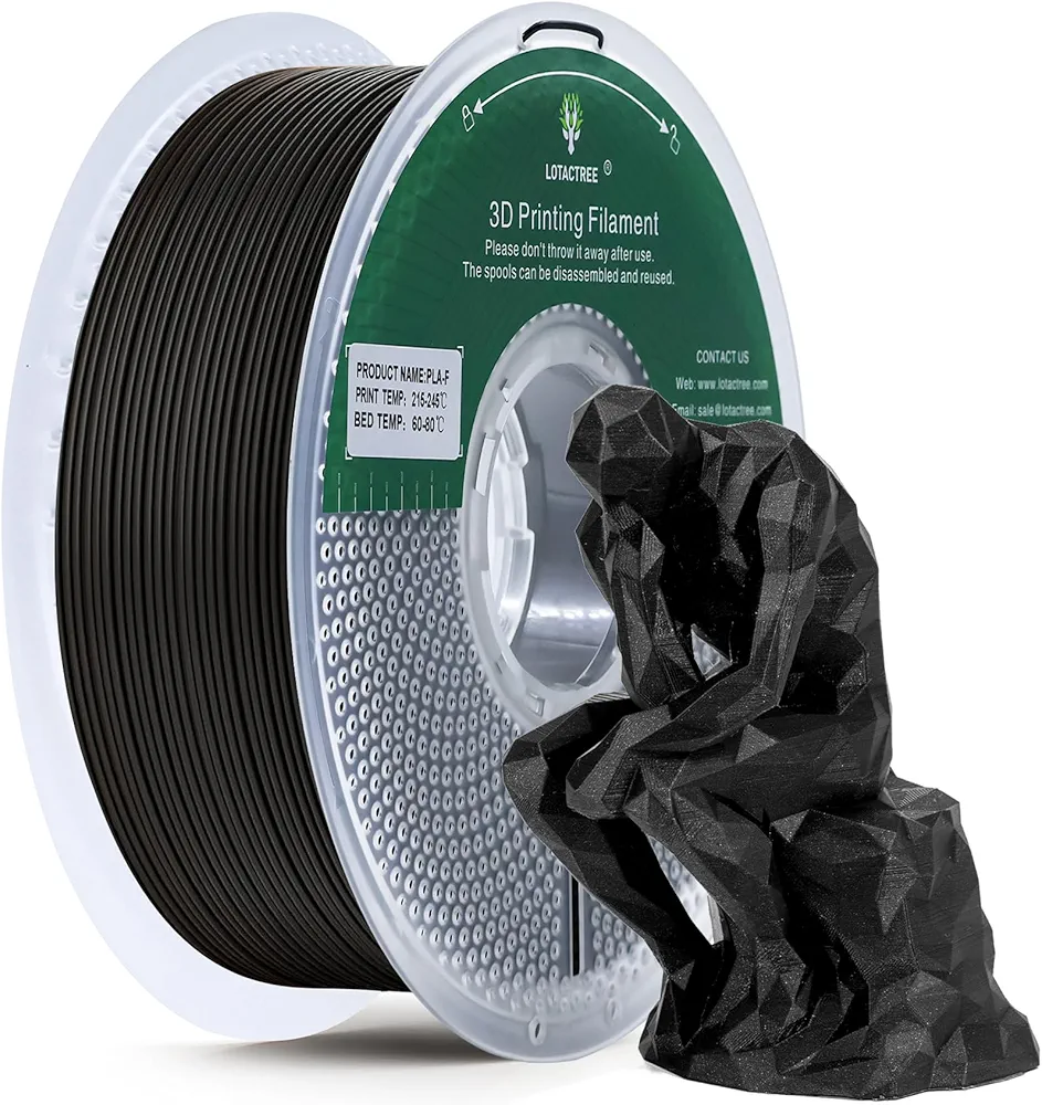 PLA-F Filament Black 1KG(2.2LBS), PLA Plus 3D Printer Filament 1.75mm ± 0.02mm Better Strength and Toughness Fit for Most FDM 3D Printers