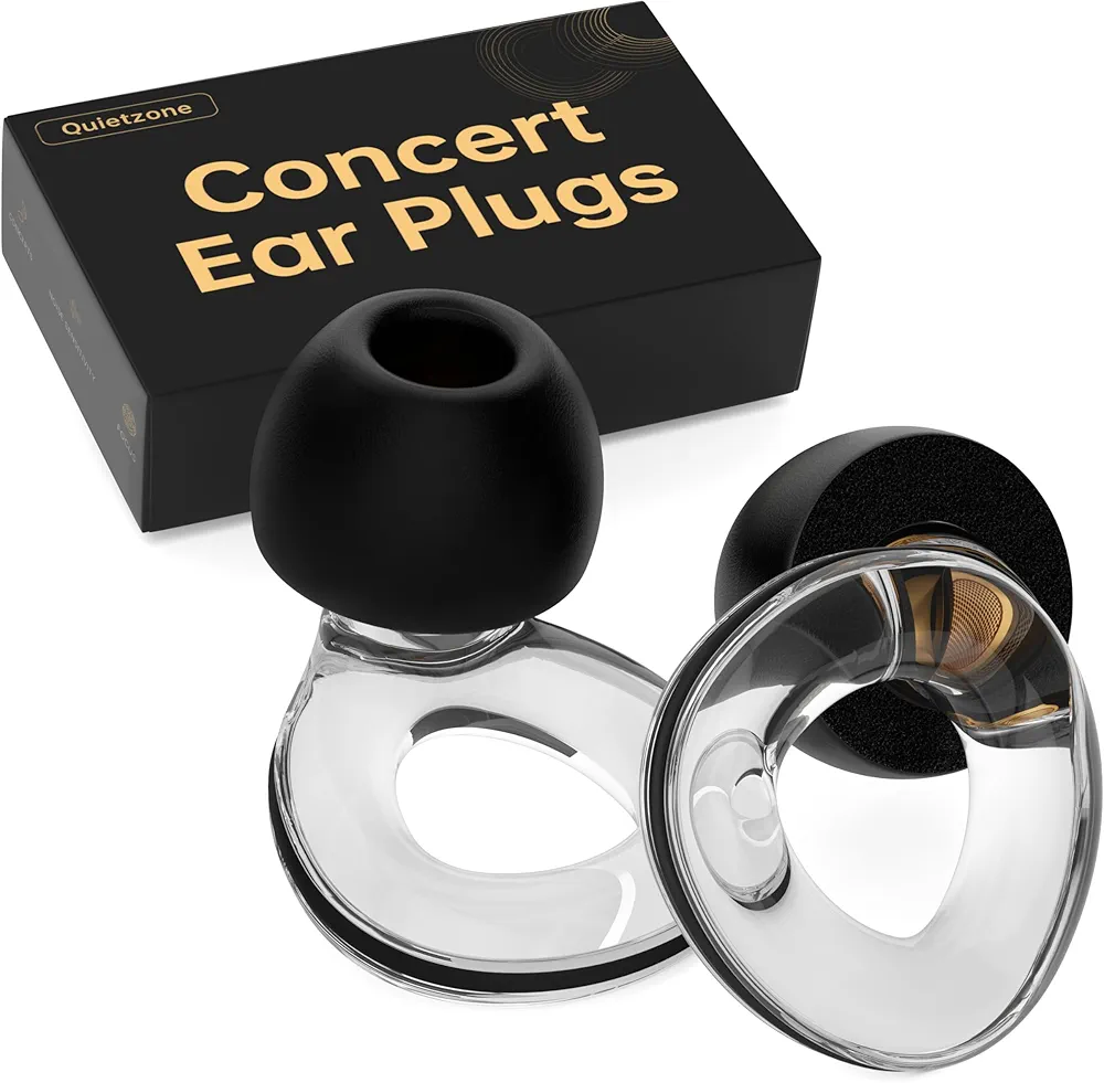 Ear Plugs for Concerts, QuietZone High Fidelity Hearing Protection for Concerts and Musicians, Reusable Silicone Ear Plugs for Work, Sleep, 30 dB Noise Cancelling（Clear）