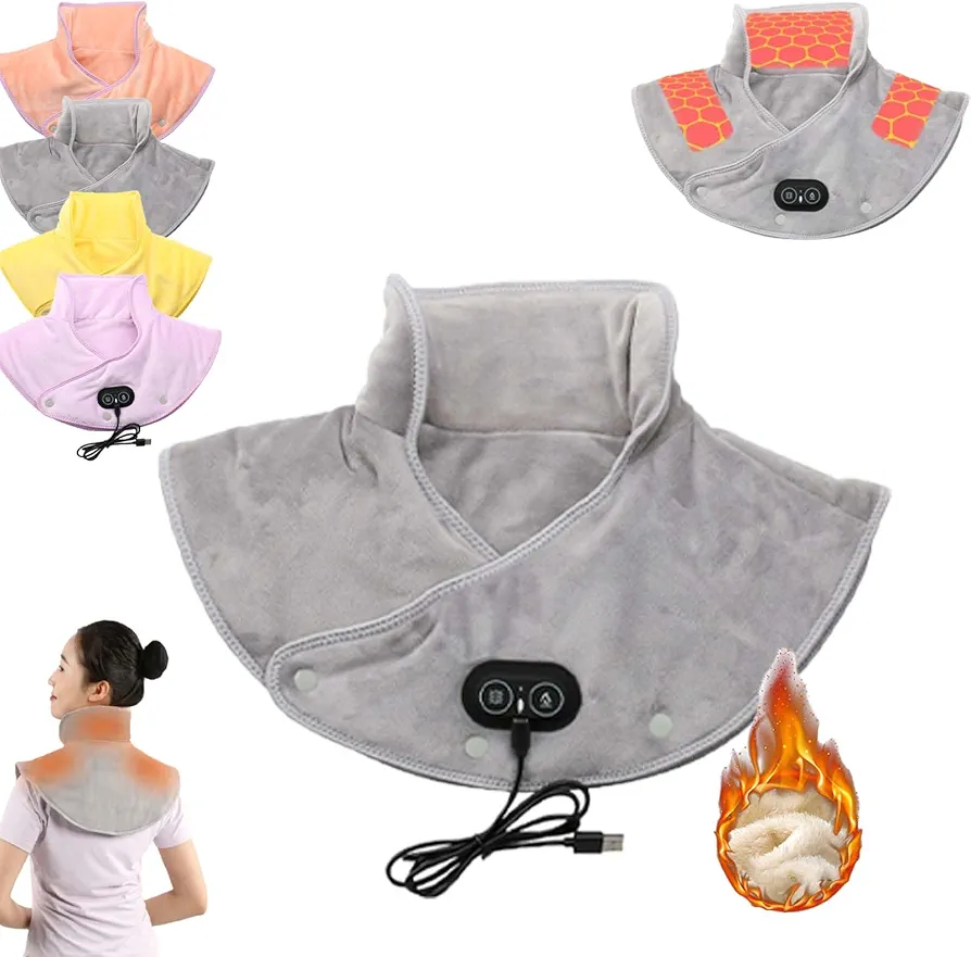 Grishay Thermaease Pro,Outfany Thermaease Pro, Sherum Thermaease Pro, Heating Pad for Neck and Shoulders and Back，Electric Heating Pad with 3 Temp and Massage Settings (Grey)