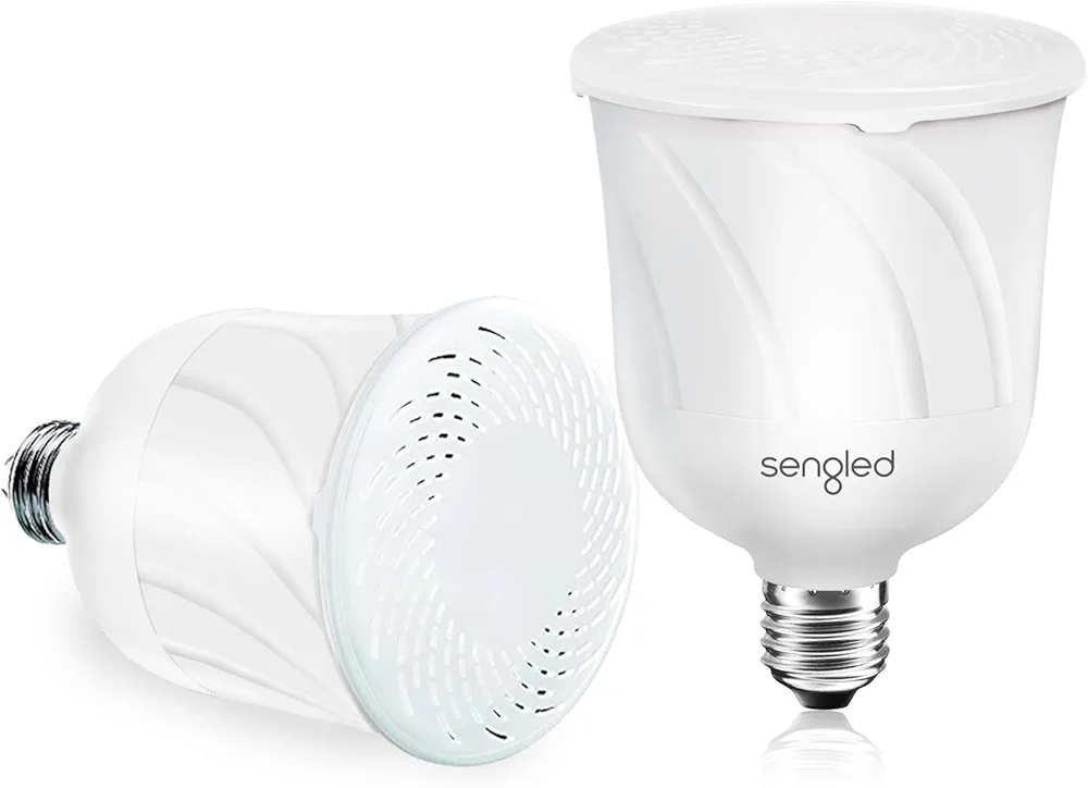 Sengled Pulse LED Smart Bulb with JBL Bluetooth Speaker, App Controlled Up to 8 BR30 LED Light Bulbs with Starter Kit, E26 Base, Compatible with Amazon Alexa, White, 2 Pack