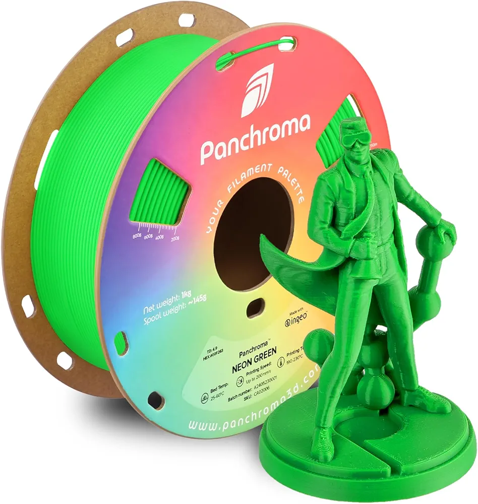 Polymaker Panchroma Neon PLA Filament 1.75mm Green, 1.75 Neon Green PLA 3D Printing Filament 1kg Spool - Panchroma 1.75 Neon Fluorescent Green PLA 3D Printer Filament