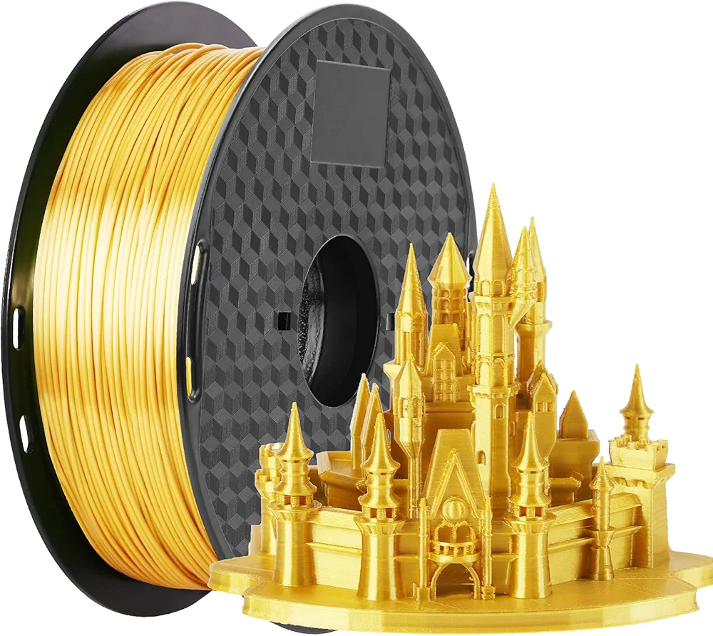 Silk Gold PLA Filament 1.75mm, MCHYI Silk Shiny 3D Printer Filament, 1kg 1 Spool