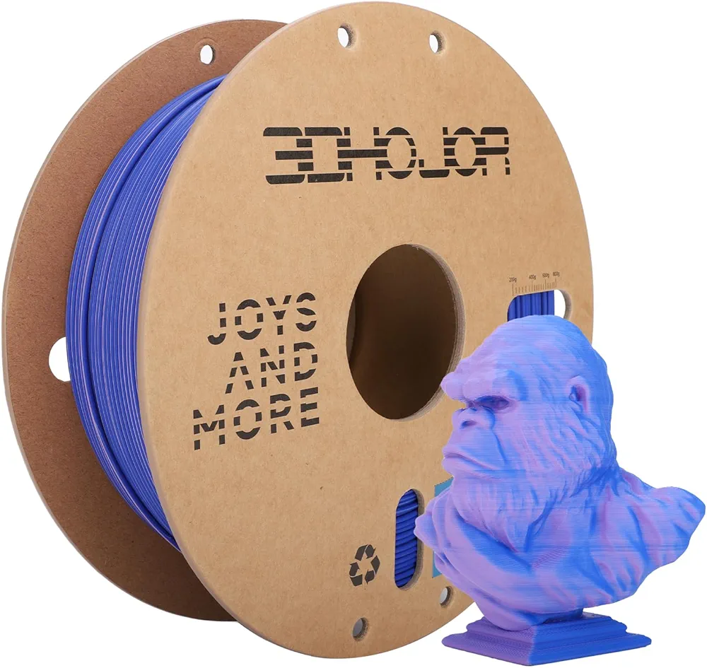 Dual Color Matte PLA 3D Printer Filament Matte pla Filament 1.75mm 2 in 1 Coextrusion 1KG Spool (2.2lbs) Multicolor PLA with Smooth Matte Finish for FDM 3D Printers-Purple Blue