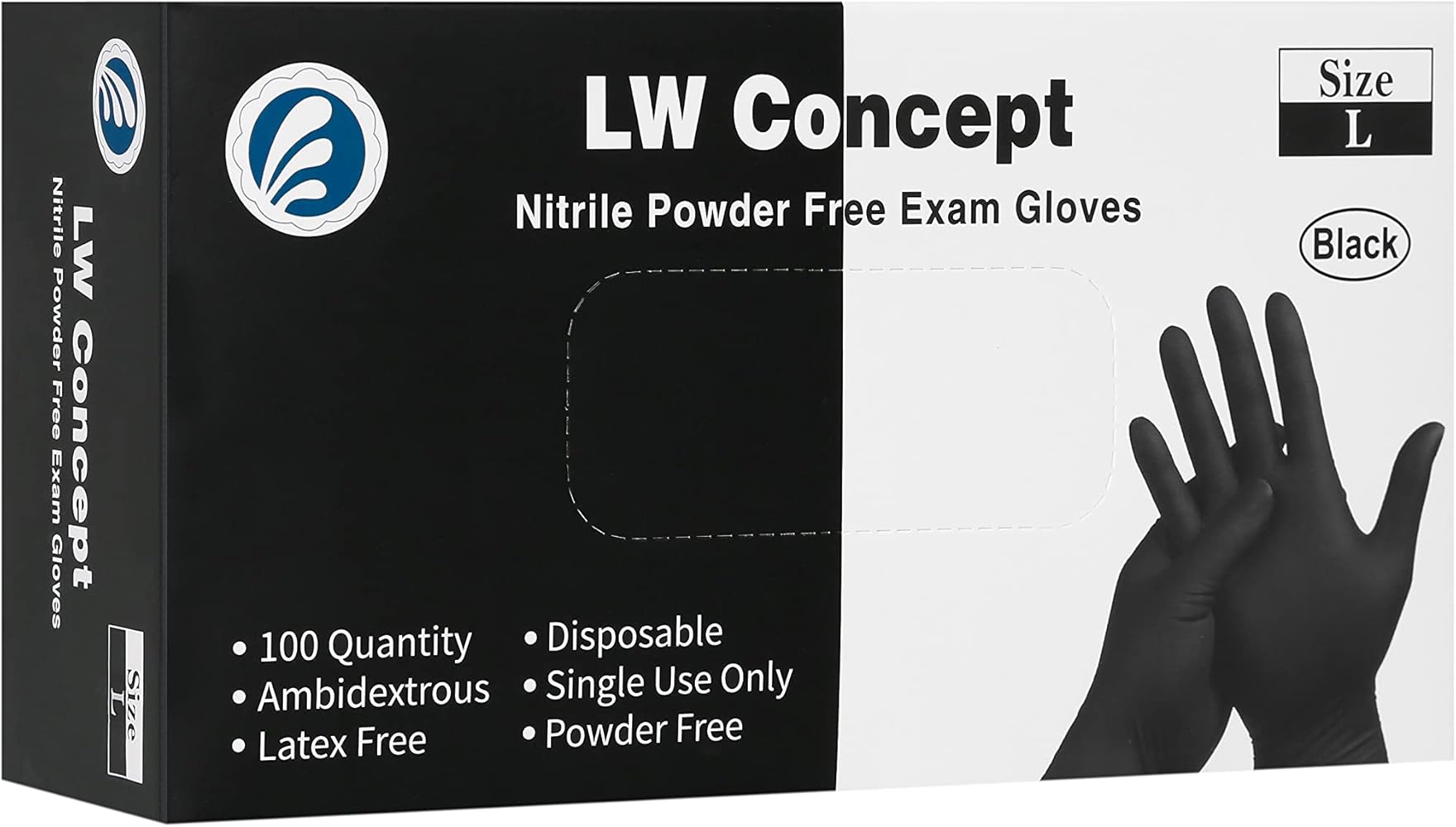 Black Nitrile Disposable Gloves - Latex & Powder-Free (Large)