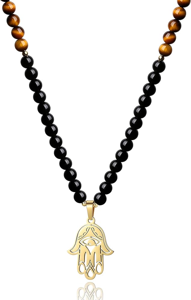 COAI Hamsa Hand Stone Beaded 108 Mala Necklace