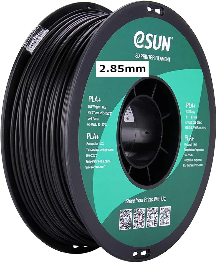 eSUN 3mm Black PLA PRO (PLA+) 3D Printer Filament 1KG Spool (2.2lbs), Actual Diameter 2.85mm +/- 0.05mm, Black