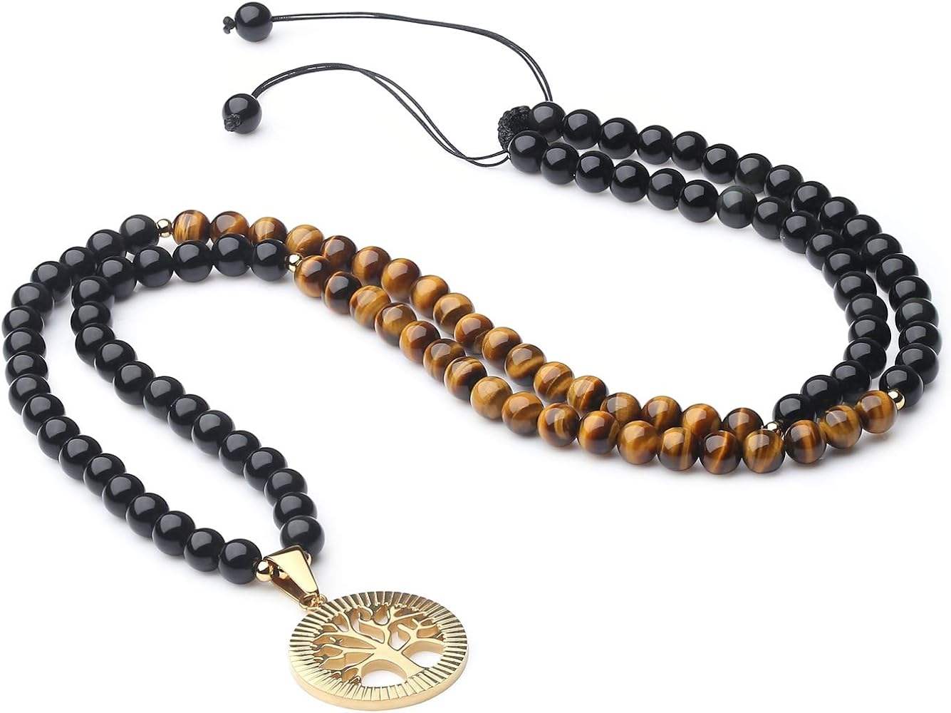 COAI Tree of Life Necklace 108 Mala Beads Japa Mala for Yoga Meditation Women's Men's Stone Beaded Necklace