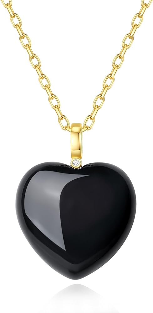 COAI Gold Plated Stainless Steel Heart Necklace for Women, Crystal Necklace for Women