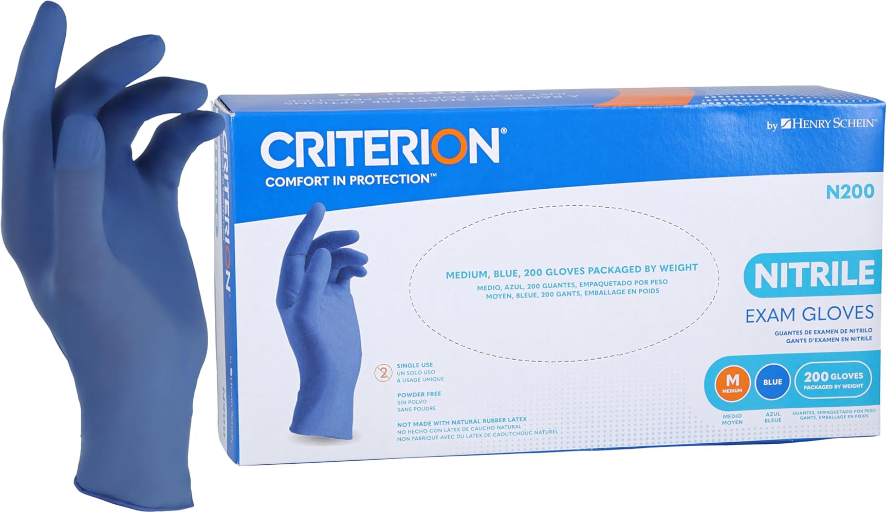 Criterion N200 Nitrile Exam Gloves - Non-Sterile, Chlorinated, Disposable, Latex-Free, Ambidextrous