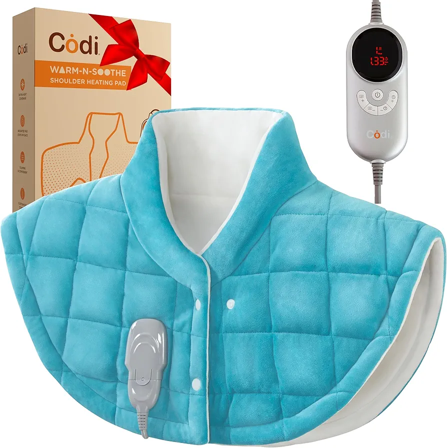 Codi Heating Pad for Neck and Shoulders, Ideal Birthday Christmas Gifts for Women Mom Grandma, FSA HSA Eligible 2lb Weighted Electric Neck Heat Pad for Pain Relief Blue 20x23