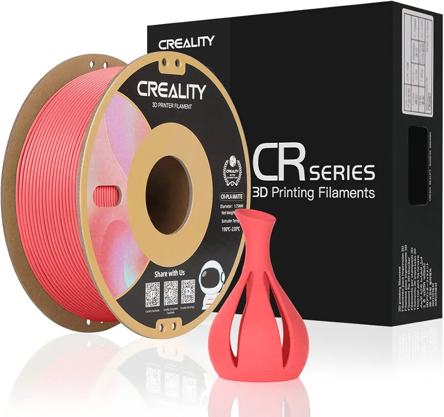 Creality Matte PLA 3D Printer Filament, PLA Filament 1.75mm 1KG(2.2lbs) Matte Finish Smooth Printing Cardboard Spool 3D Printing Filament Fit for Most 3D Printers(Strawberry Red)