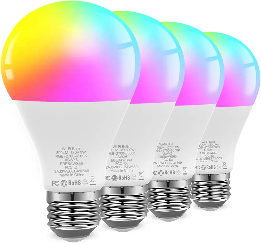 DAYBETTER 4 Pack Smart Light Bulbs,Alexa Light Bulbs, Smart Bulbs That Work with Alexa and Google Assistant,RGBCW Color Changing Light Bulb,WiFi & Bluetooth LED Light Bulb, Music Sync,A19,800 Lumens