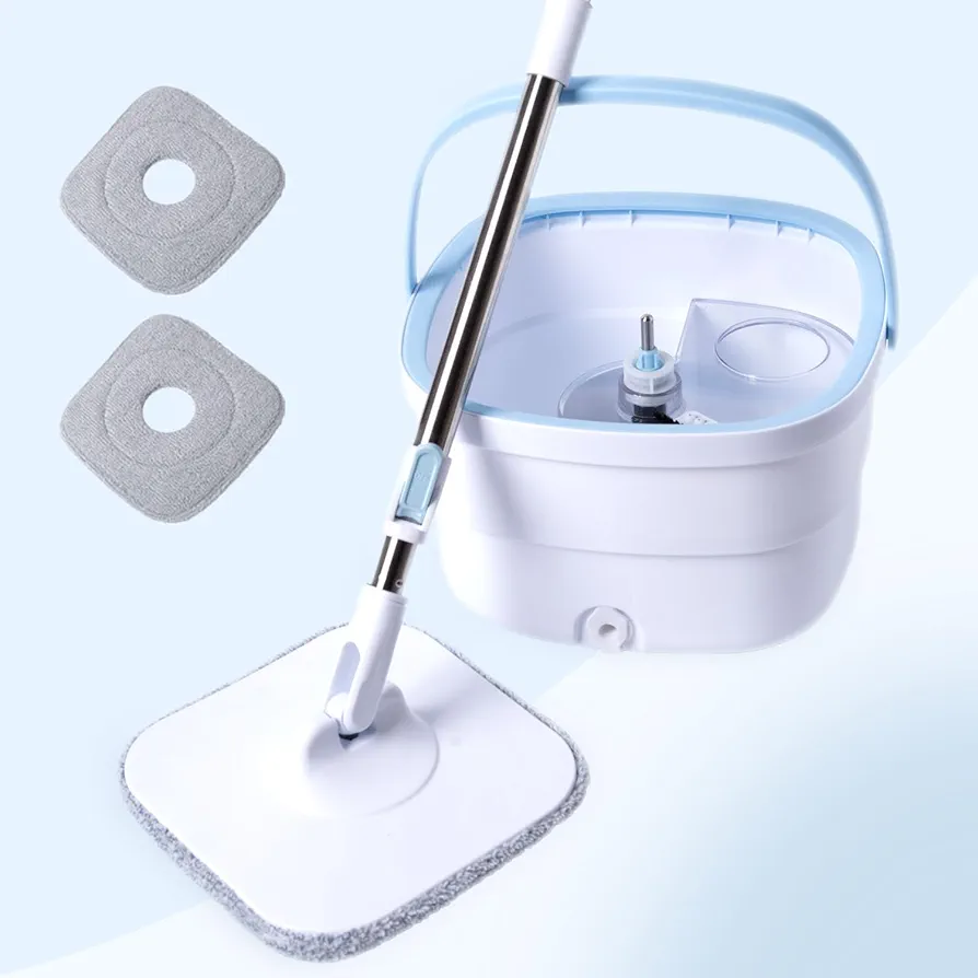Spin Mop and Bucket System, with Dirty/Clean Water Separation System, with Removable and Reusable Mop Pad Replacement,for Hardwood, Tile, Marble,Floors