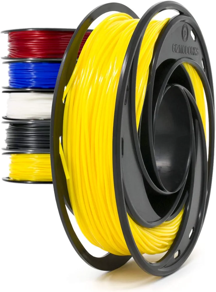 Gizmo Dorks Flexible TPU 3D Printer Filament 1.75mm 200g, Yellow