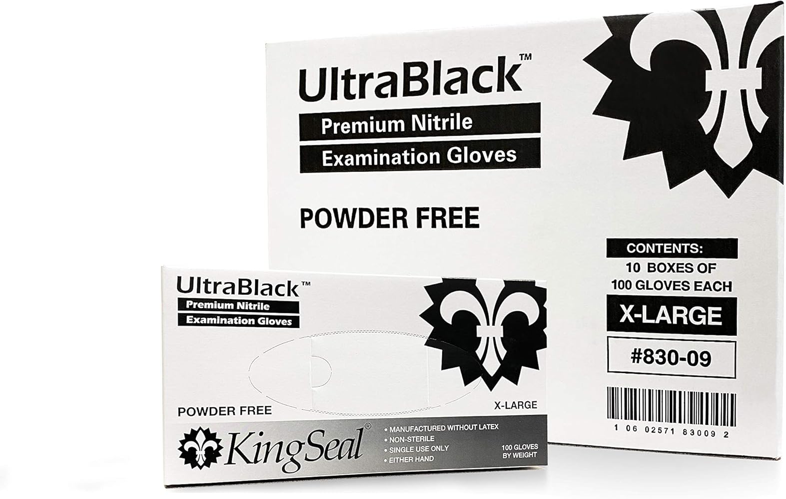 KingSeal UltraBlack Nitrile Exam Gloves, Medical Grade, 4 MIL, Textured, Various Sizes and Packs (100 Count)