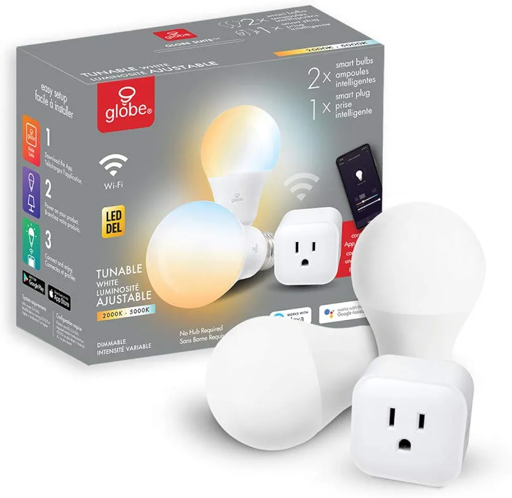 Globe Electric A19 E26 (Medium) Smart WiFi LED Bulb Kit Tunable White 60 Watt Equivalence 3 pk - Case of: 1;